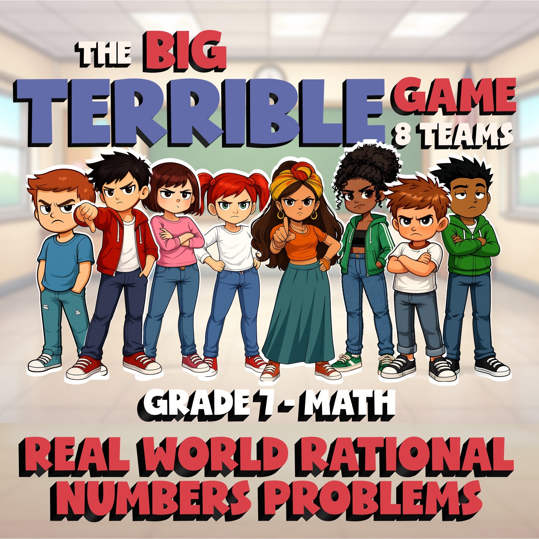 Real World Rational Numbers Problems BIG TERRIBLE GAME - Grade 7 Math Review