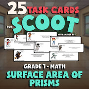 Surface Area of Prisms SCOOT TASK CARDS Math Game - No Prep Grade 7 Review