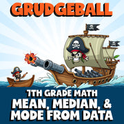 Mean, Median, & Mode from Data GRUDGEBALL Math Game - No Prep Grade 7 Review