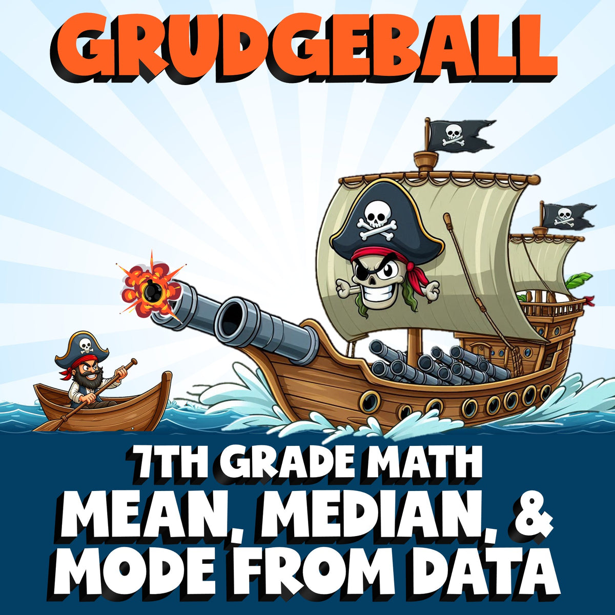 Mean, Median, & Mode from Data GRUDGEBALL Math Game - No Prep Grade 7 Review