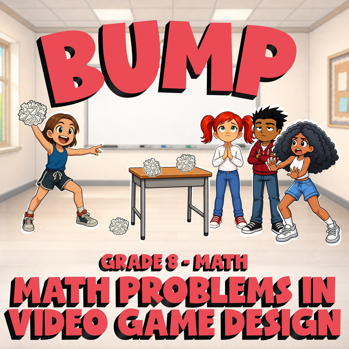 Math Problems in Video Game Design BUMP Math Game - No Prep Grade 8 Review