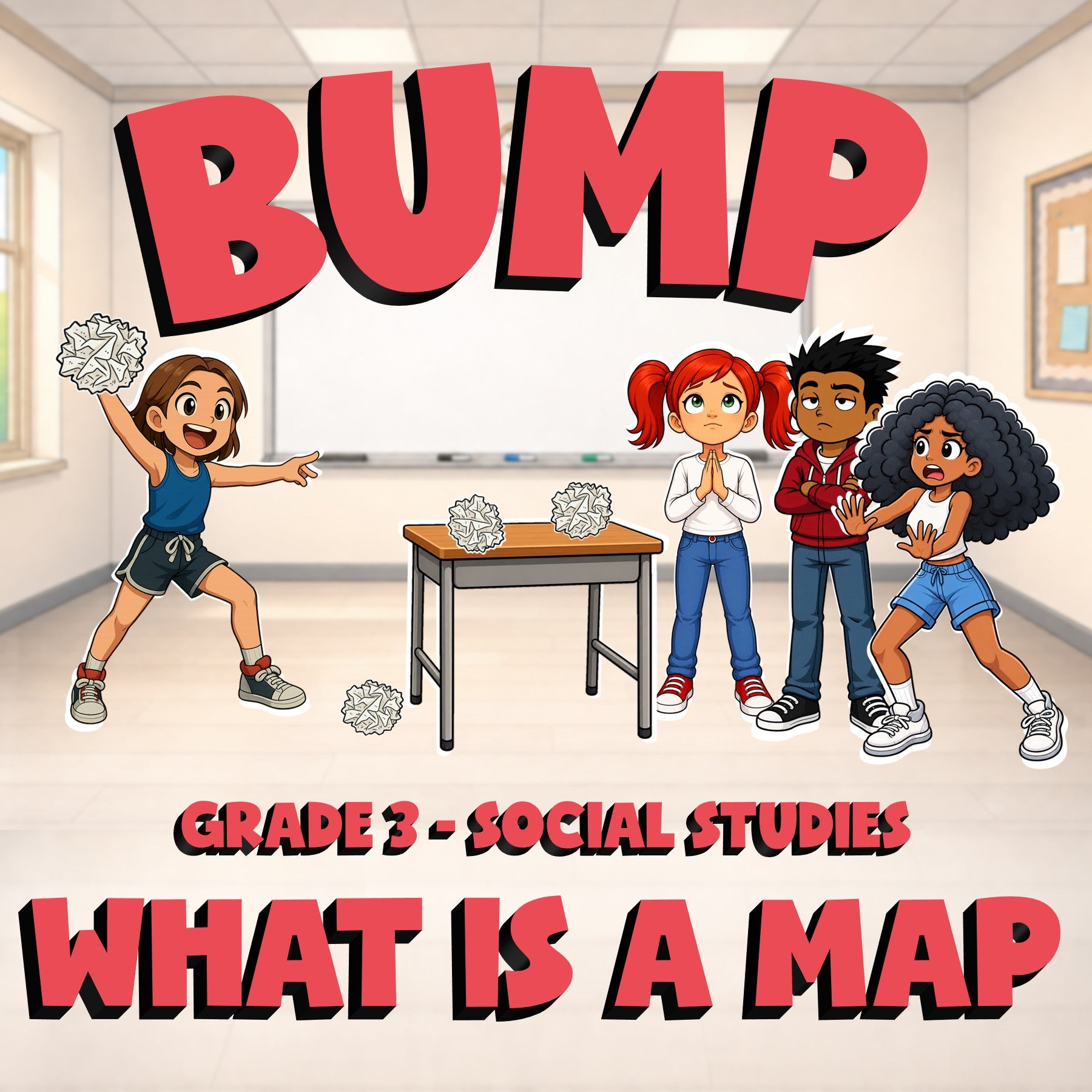 What Is a Map BUMP Socials Game - No Prep Grade 3 Review Activity