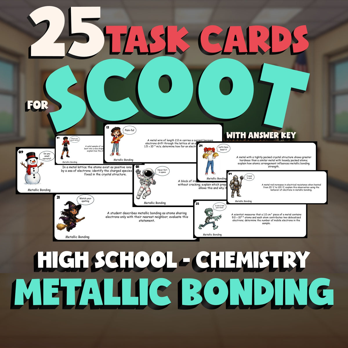 Metallic Bonding SCOOT TASK CARDS Science Game - No Prep Chemistry Review