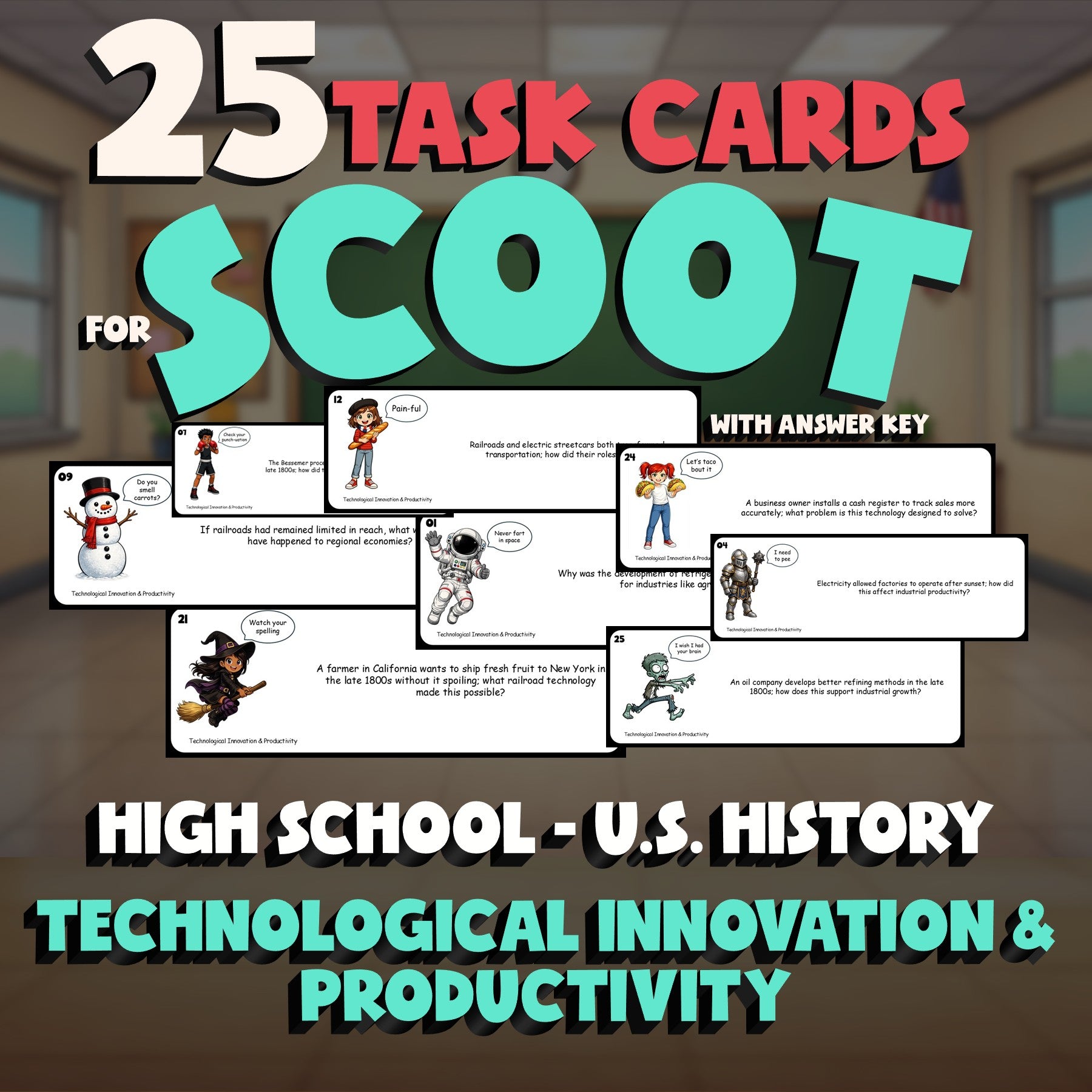 Technological Innovation & Productivity SCOOT TASK CARDS U.S. History Game