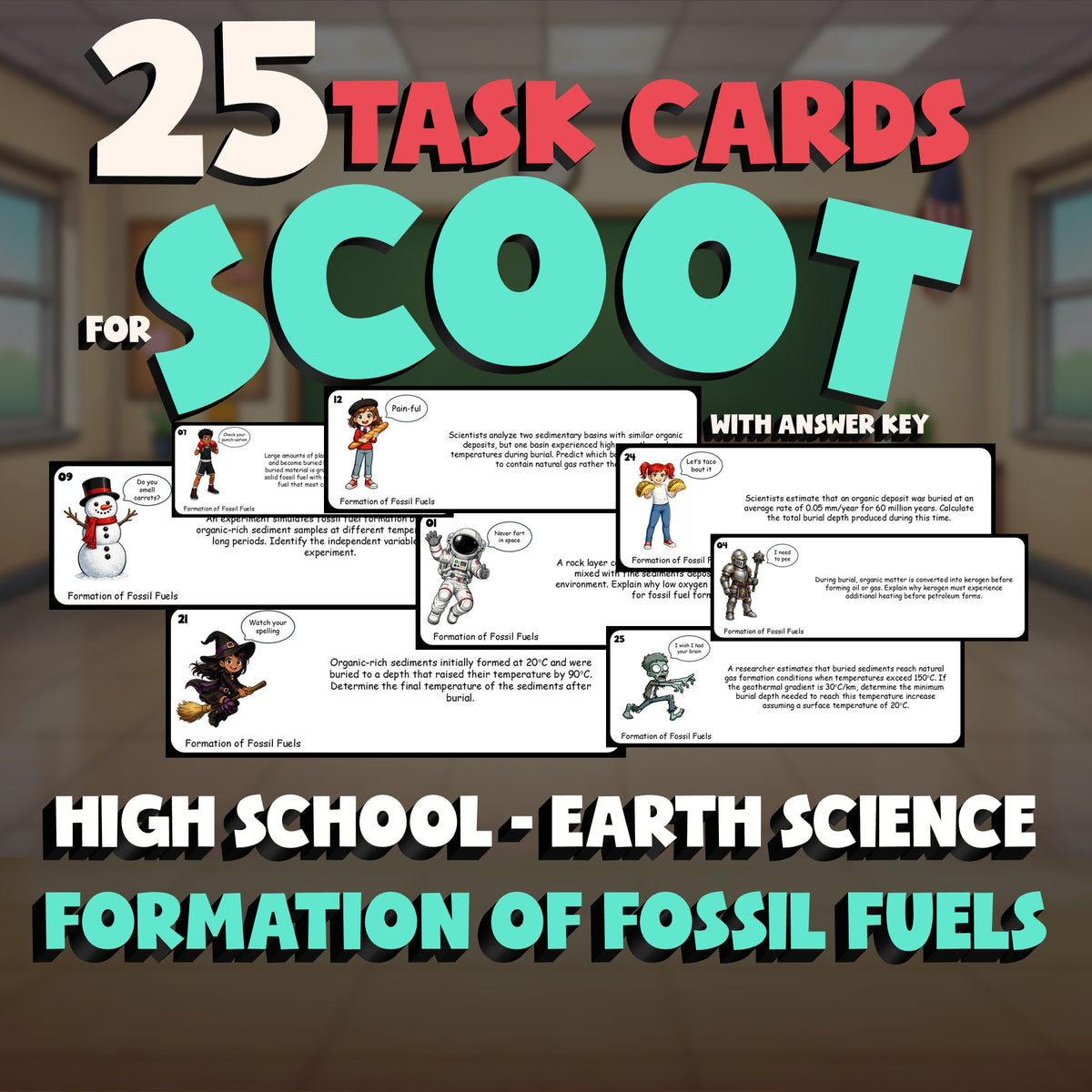 Formation of Fossil Fuels SCOOT TASK CARDS Game - No Prep Earth Science Review