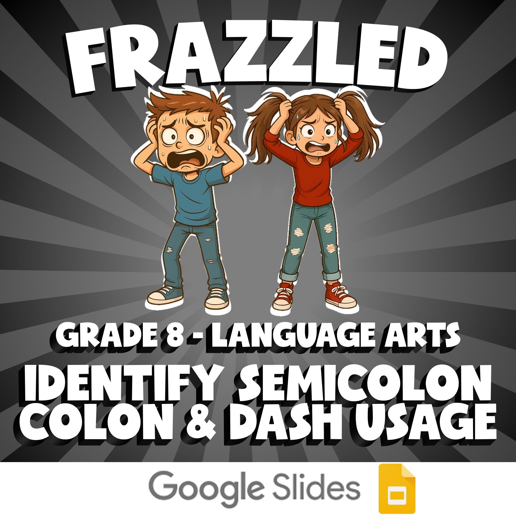 Identify Semicolon Colon & Dash Usage FRAZZLED ELA Game - No Prep Grade 8 Review