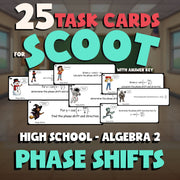 Phase Shifts SCOOT TASK CARDS Math Game - No Prep Algebra 2 Review Activity