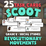 Revolutionary Movements SCOOT TASK CARDS Socials Game - No Prep Grade 8 Review