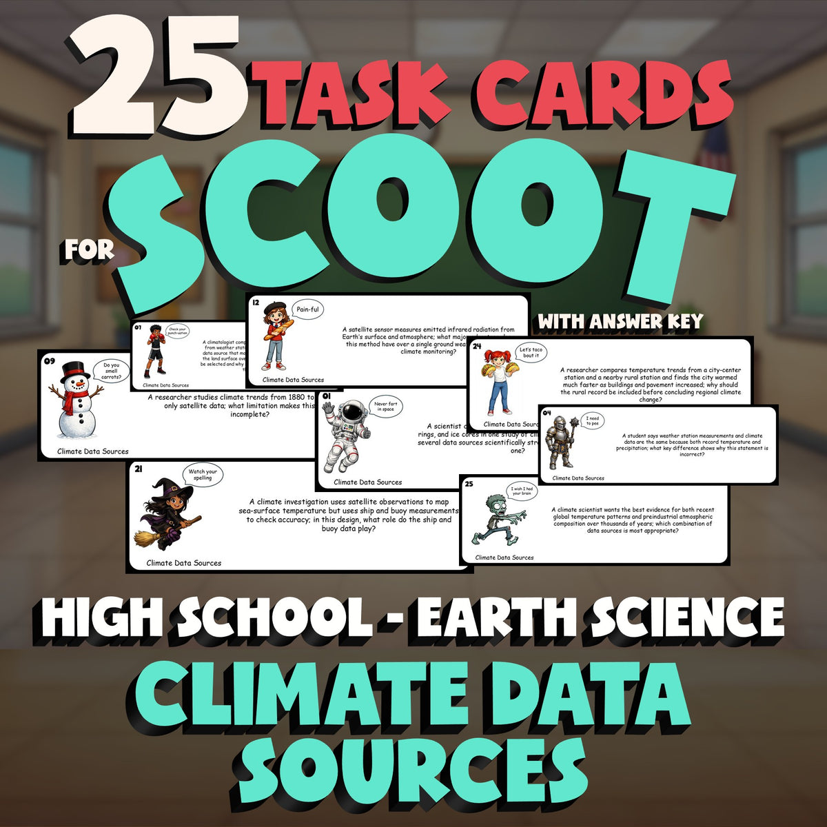 Climate Data Sources SCOOT TASK CARDS Game - No Prep Earth Science Review
