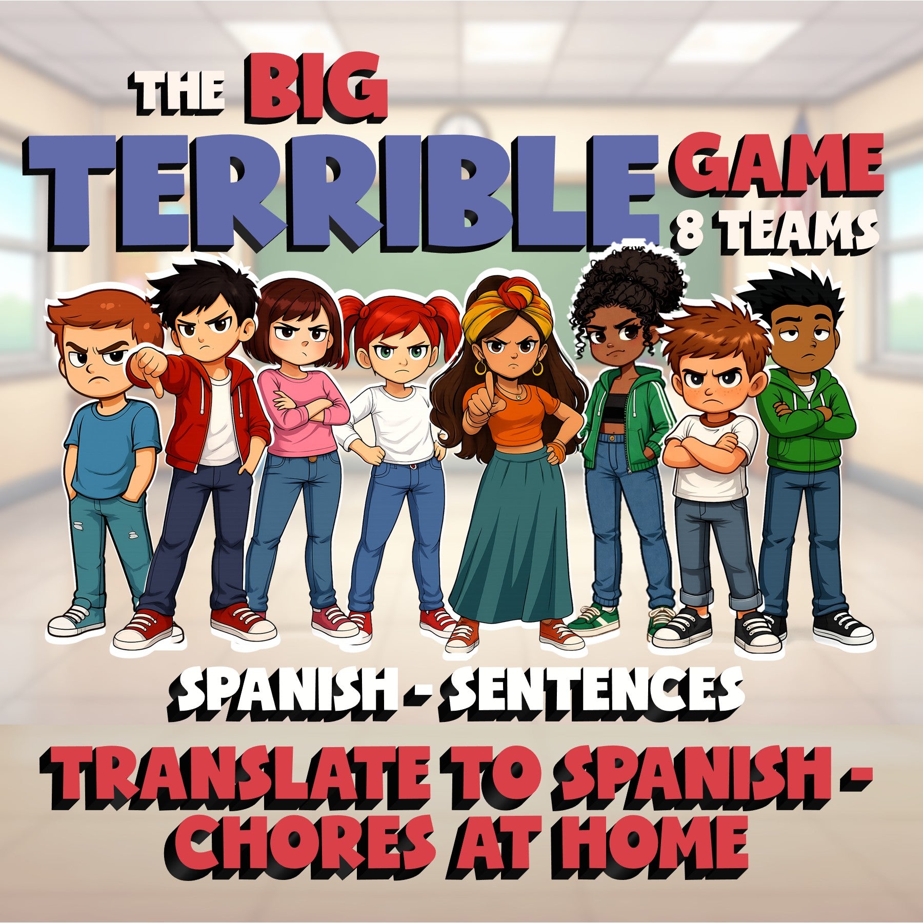 Translate to Spanish - Chores at Home BIG TERRIBLE GAME - Spanish Exercise