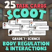 Body Regulation & Interactions SCOOT TASK CARDS Science Game - No Prep Grade 7