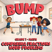 Comparing Fractions Word Problems BUMP Math Game - No Prep Grade 7 Review