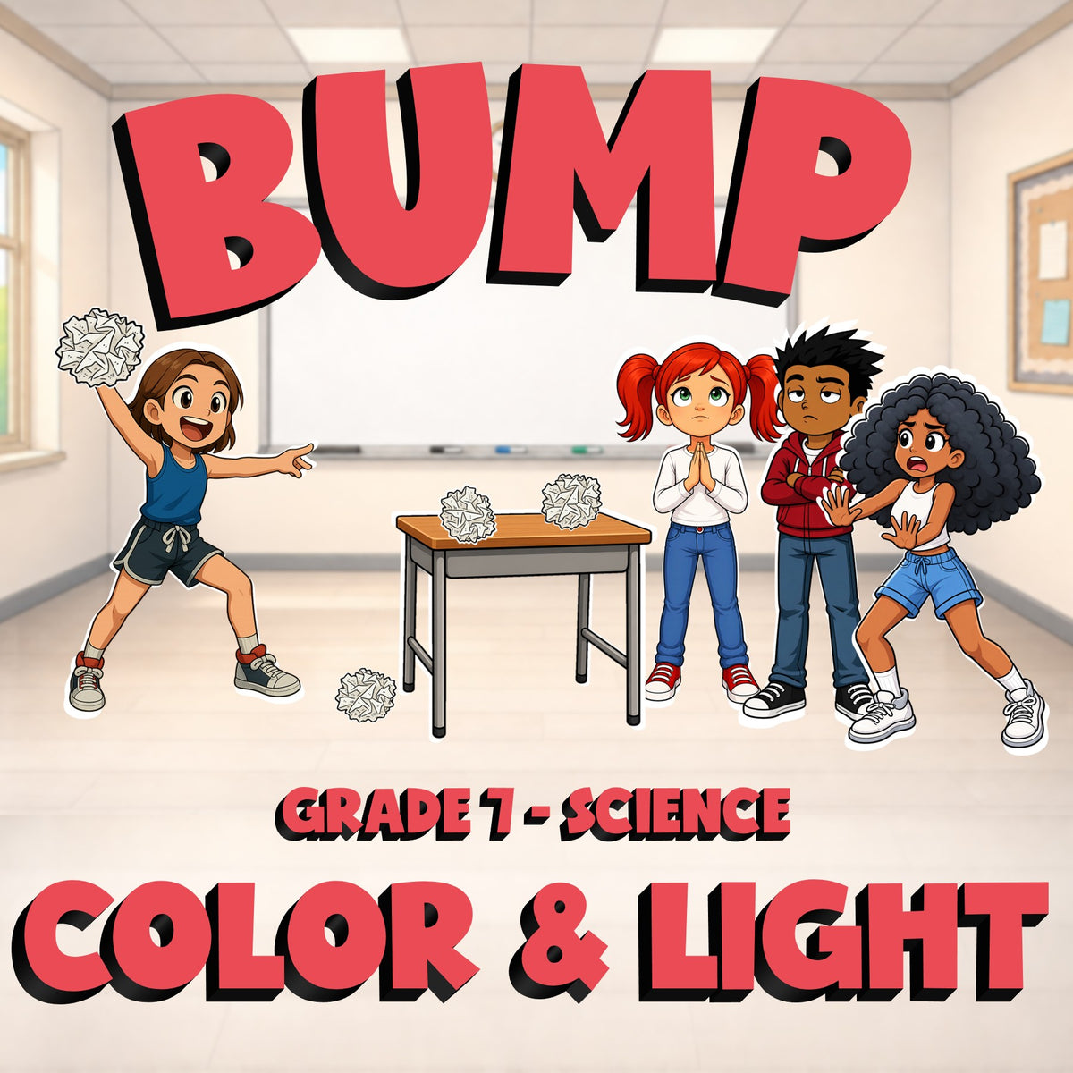 Color & Light BUMP Science Game - No Prep Grade 7 Review Activity