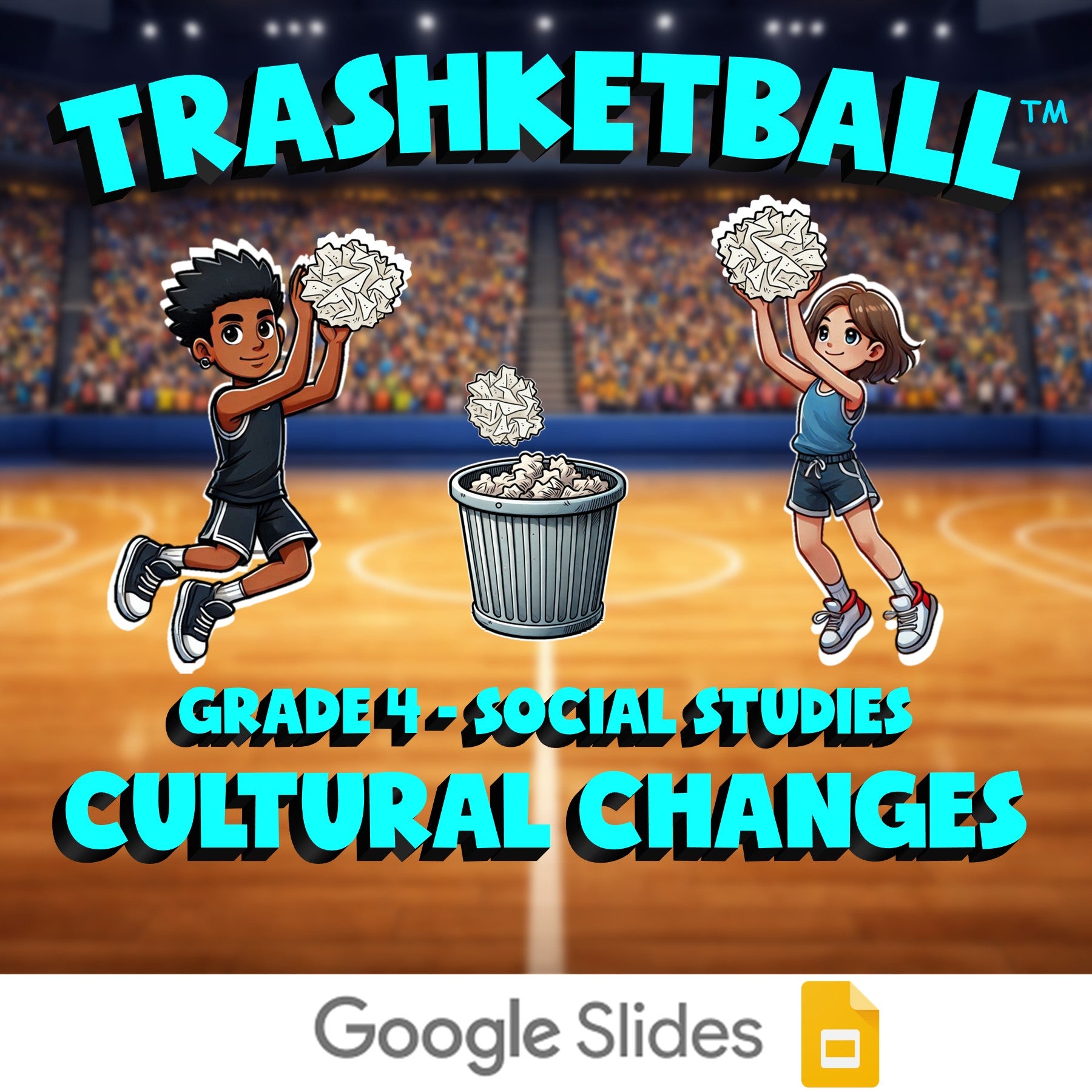 Cultural Changes TRASHKETBALL Socials Game - No Prep Grade 4 Review Activity