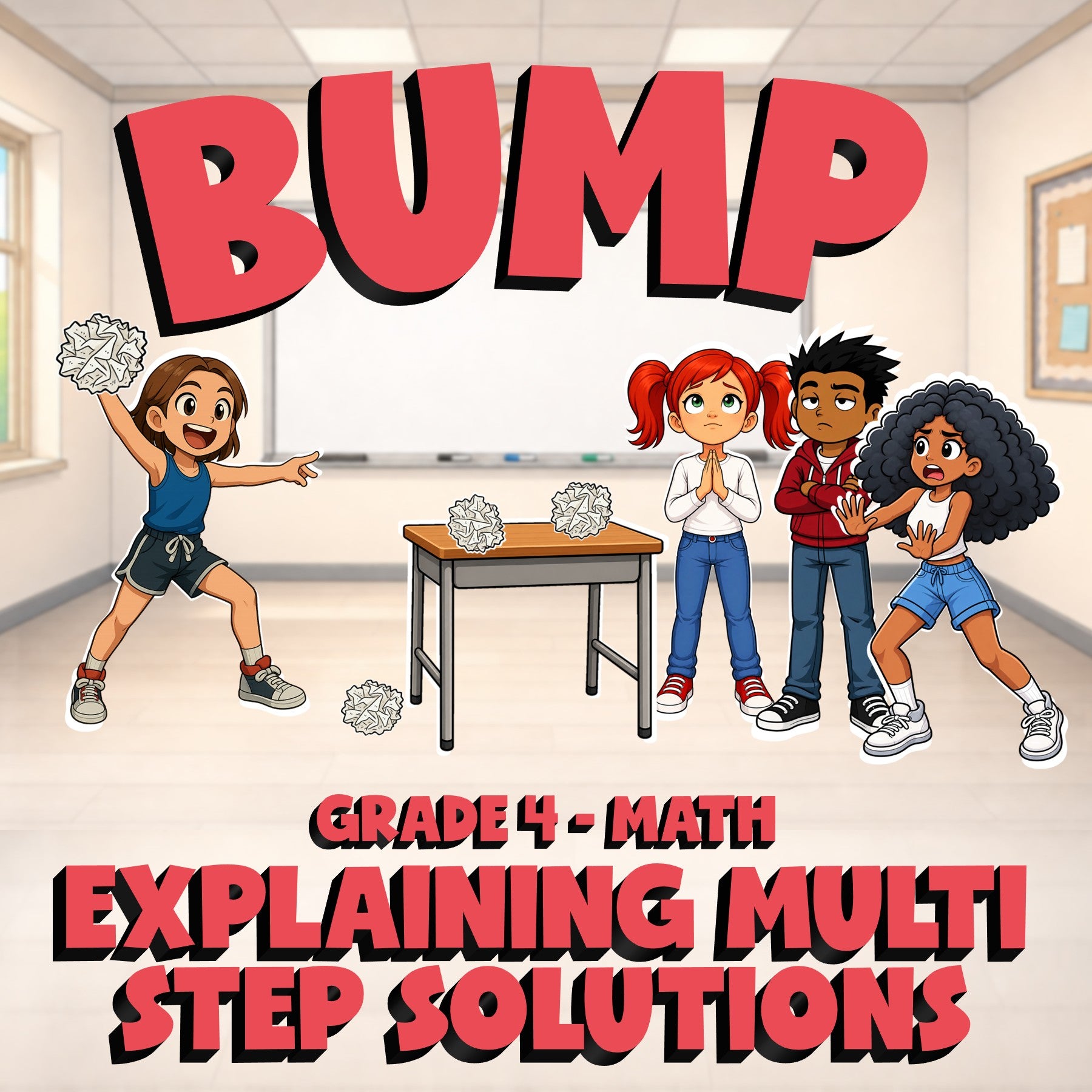 Explaining Multi Step Solutions BUMP Math Game - No Prep Grade 4 Review Activity