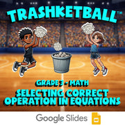 Selecting Correct Operation in Equations TRASHKETBALL Math Game - Grade 3