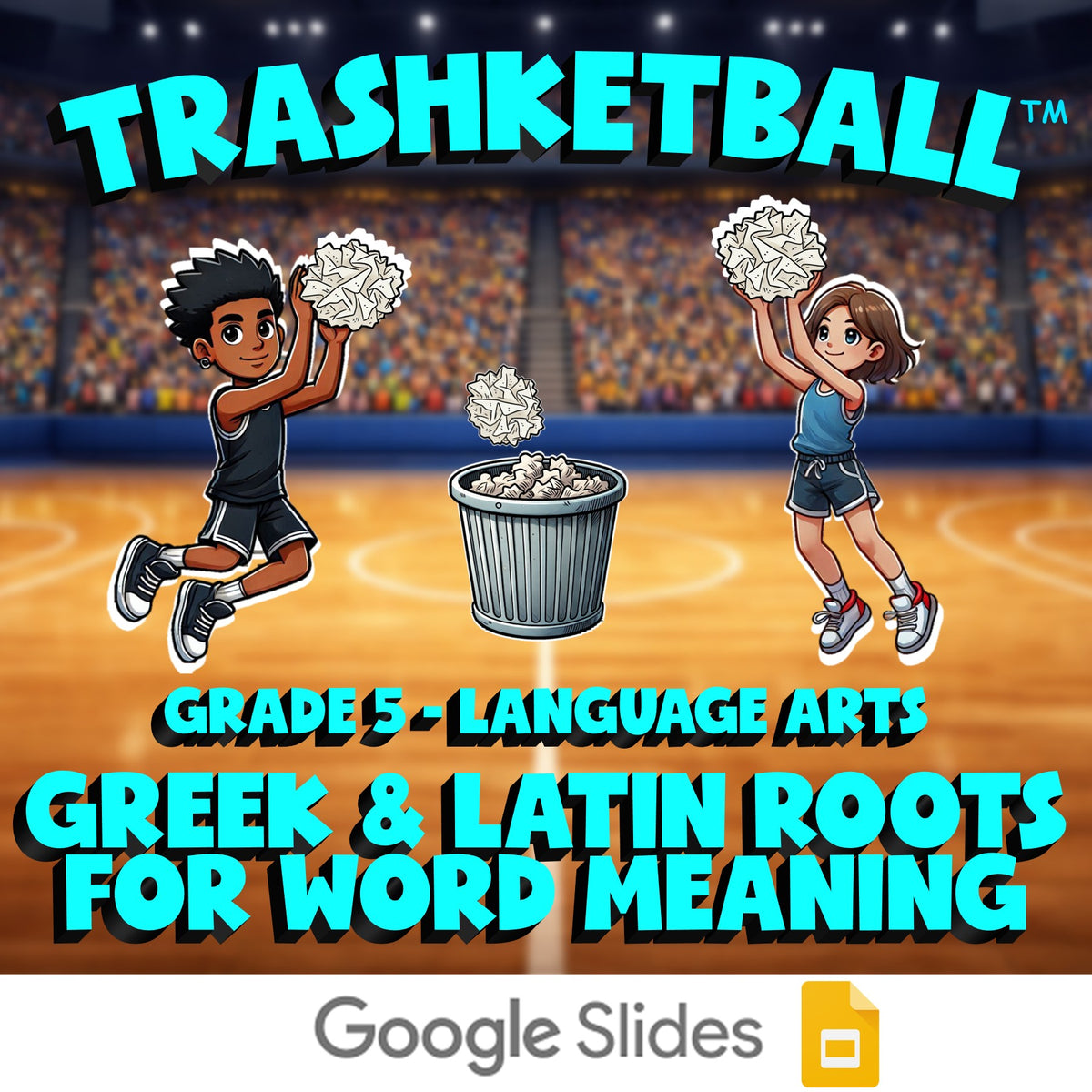 Greek & Latin Roots for Word Meaning TRASHKETBALL ELA Game - No Prep Grade 5