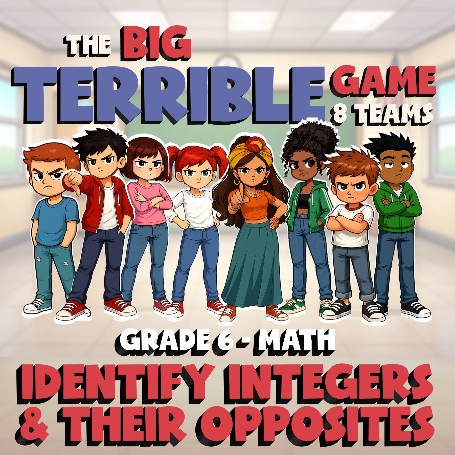 Identify Integers & Their Opposites BIG TERRIBLE GAME - Grade 6 Math Review