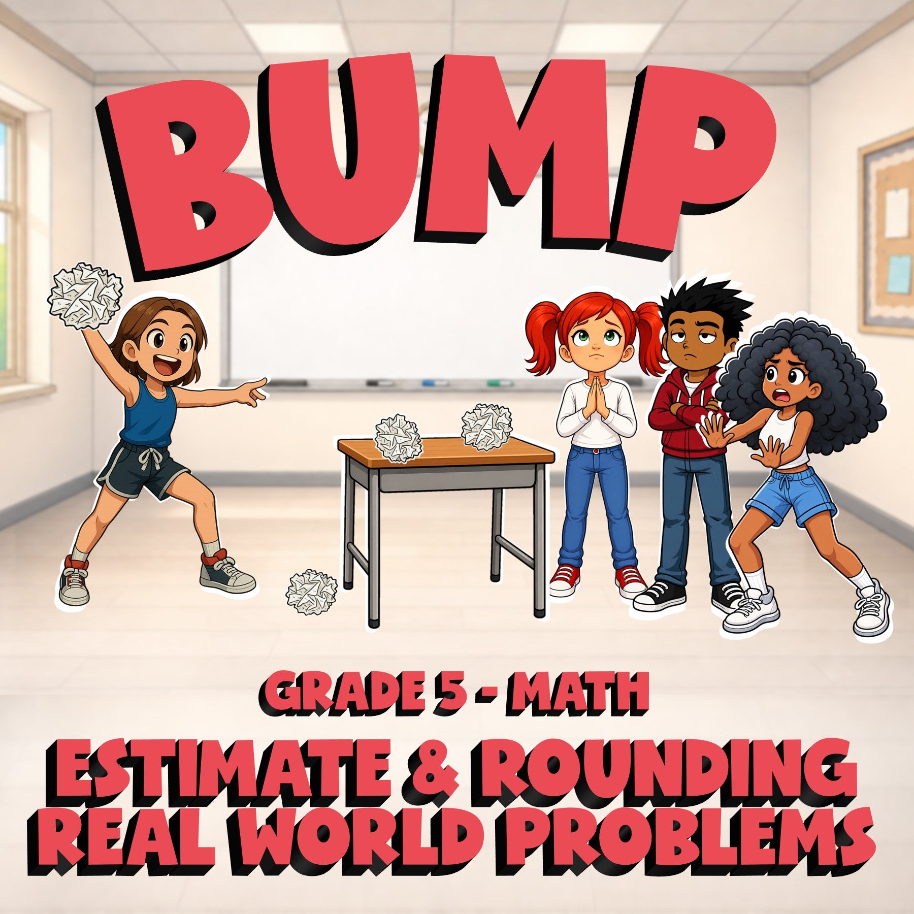 Estimate & Rounding Real World Problems BUMP Math Game - No Prep Grade 5 Review
