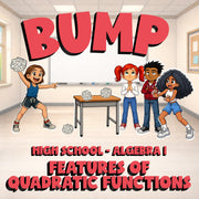 Features of Quadratic Functions BUMP Math Game - No Prep Algebra 1 Review