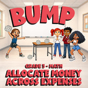 Allocate Money Across Expenses BUMP Math Game - No Prep Grade 5 Review Activity