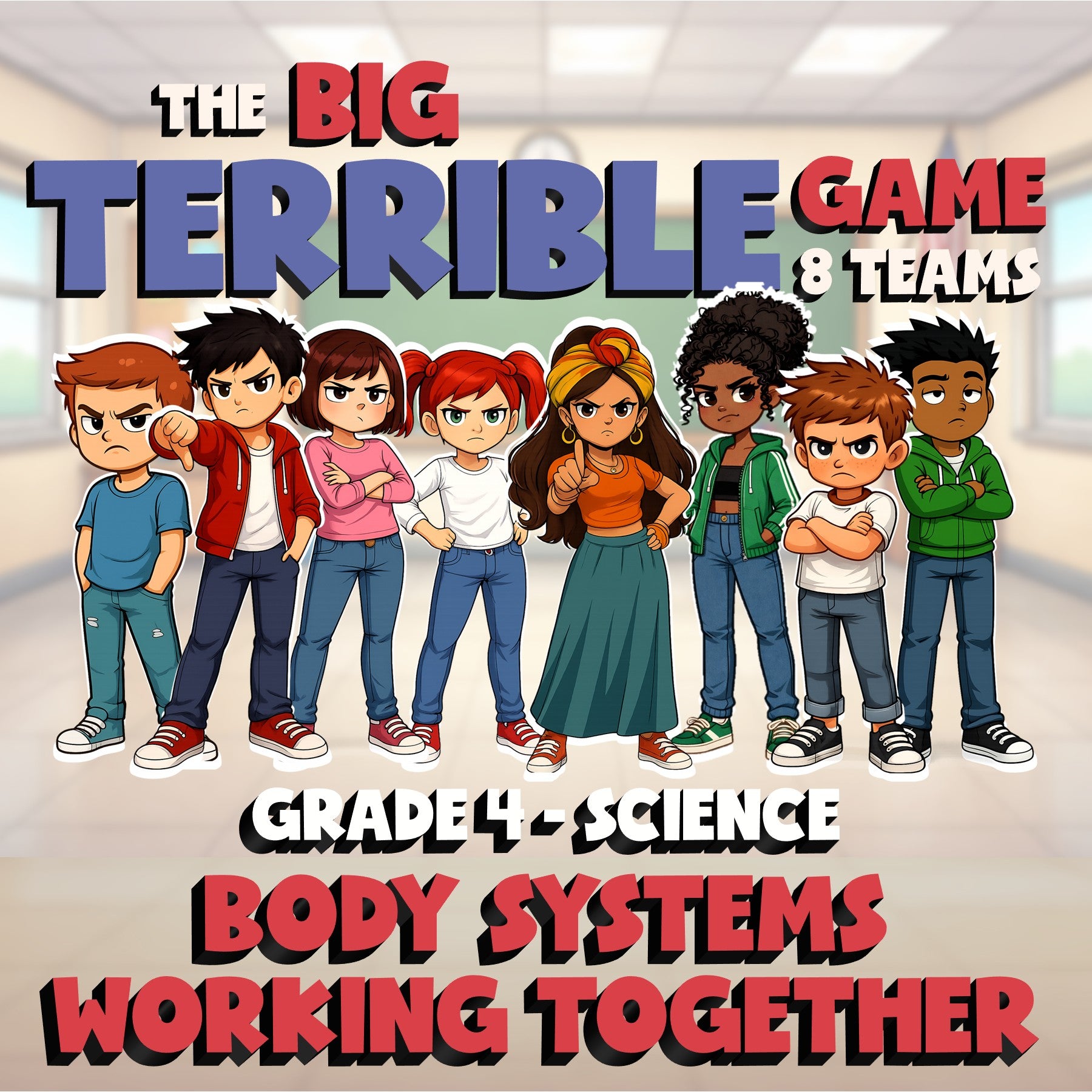 Body Systems Working Together BIG TERRIBLE GAME - No Prep Grade 4 Science Review