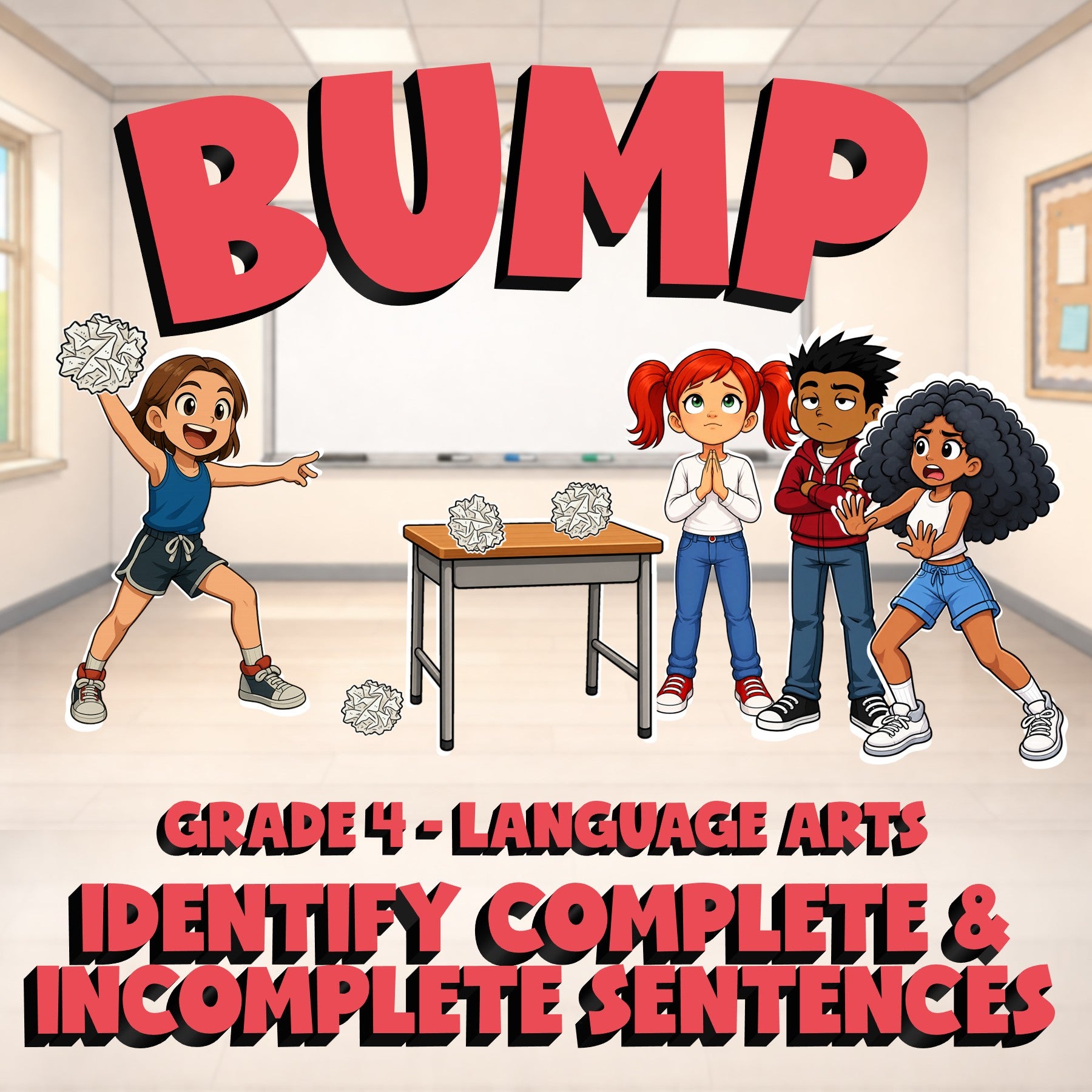 Identify Complete & Incomplete Sentences BUMP ELA Game - No Prep Grade 4 Review