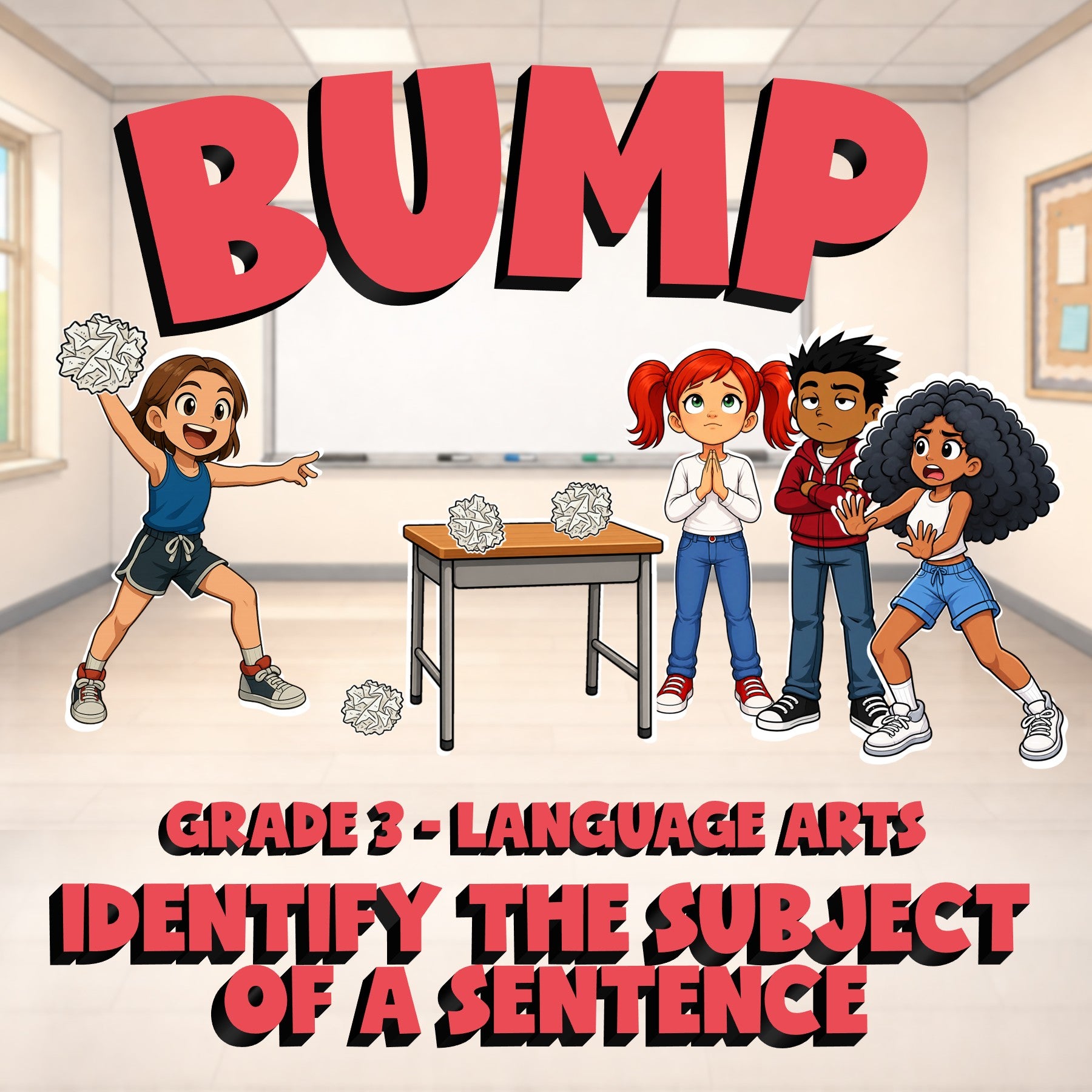 Identify the Subject of a Sentence BUMP ELA Game - No Prep Grade 3 Review