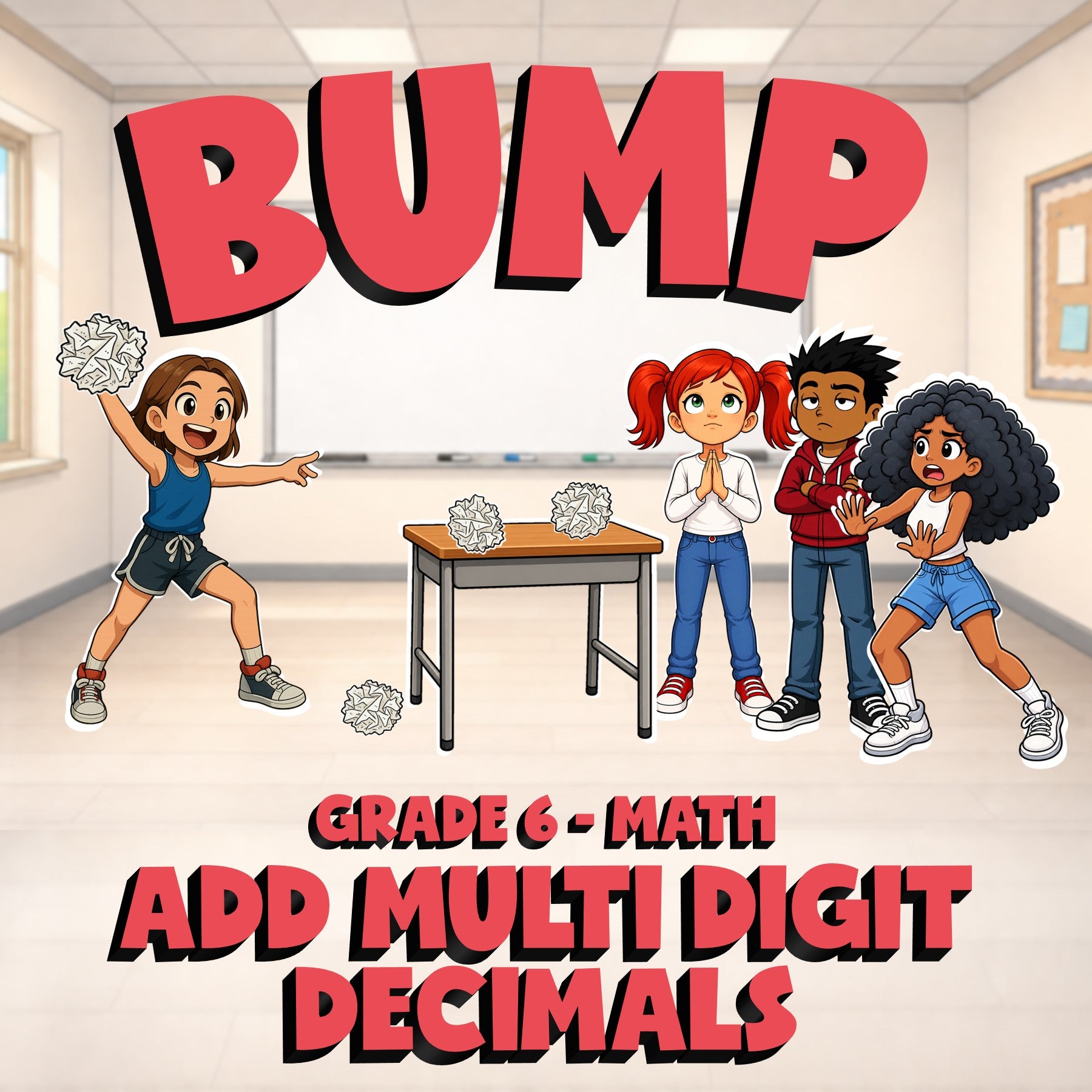 Add Multi Digit Decimals BUMP Math Game - No Prep Grade 6 Review Activity
