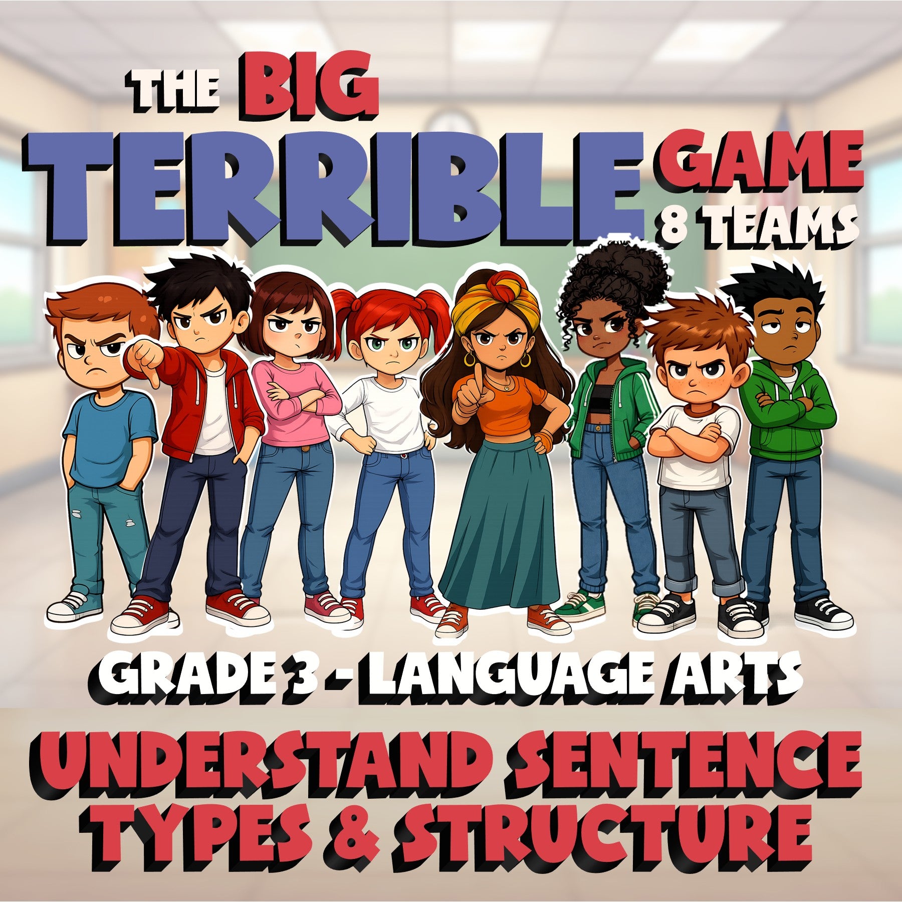 Understand Sentence Types & Structure BIG TERRIBLE GAME - Grade 3 ELA Review