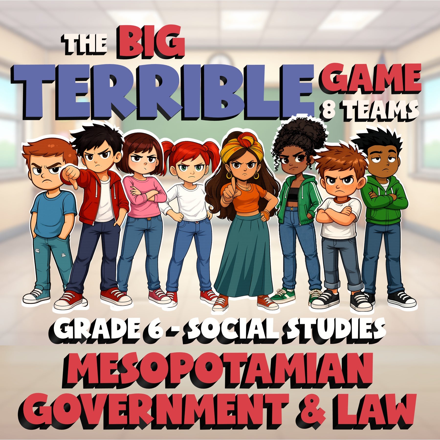 Mesopotamian Government & Law BIG TERRIBLE GAME - No Prep Grade 6 Socials Review