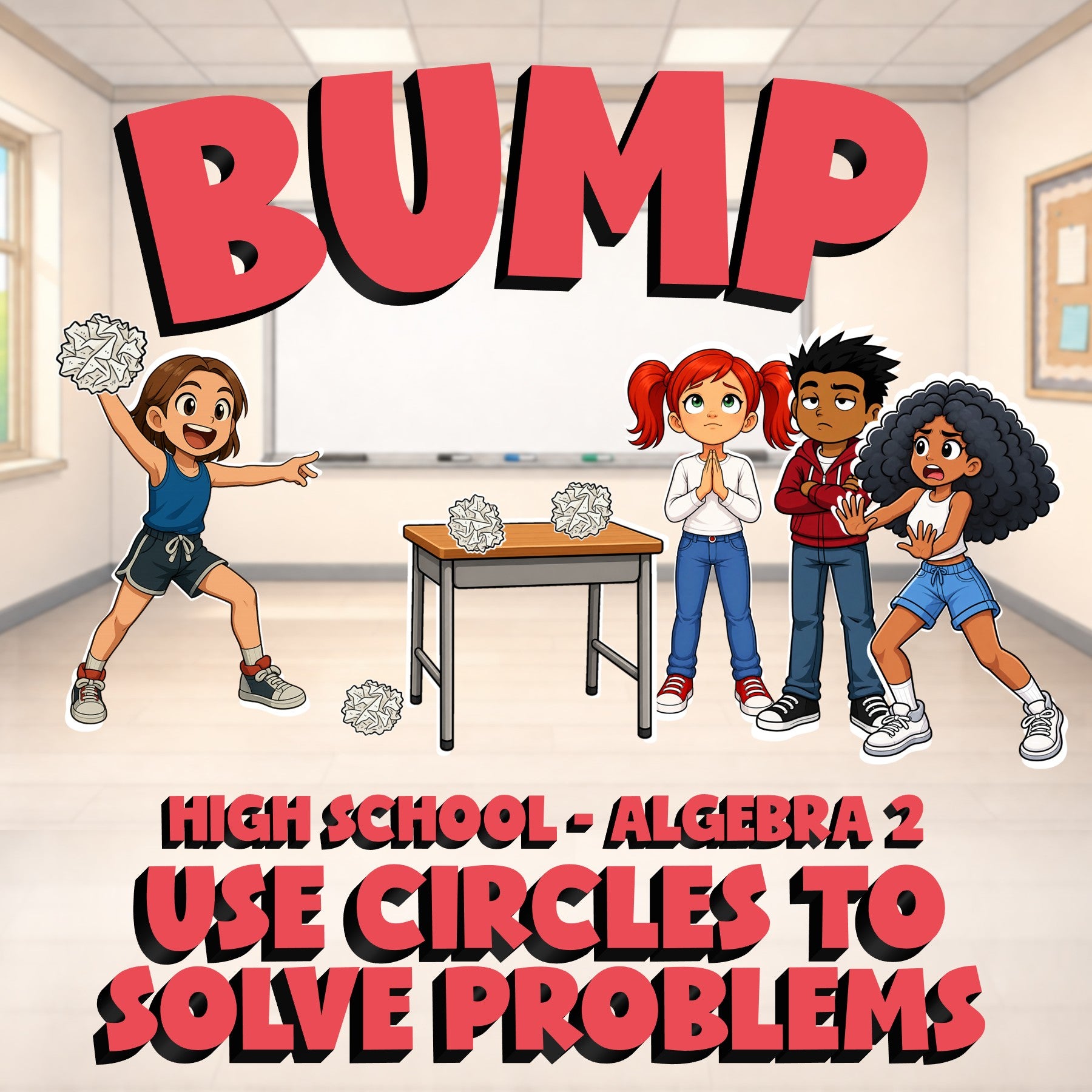 Use Circles to Solve Problems BUMP Math Game - No Prep Algebra 2 Review Activity