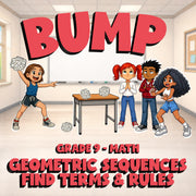 Geometric Sequences Find Terms & Rules BUMP Math Game - No Prep Grade 9 Review