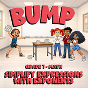 Simplify Expressions with Exponents BUMP Math Game - No Prep Grade 7 Review