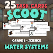 Water Systems SCOOT TASK CARDS Science Game - No Prep Grade 6 Review Activity