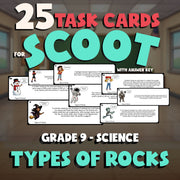 Types of Rocks SCOOT TASK CARDS Science Game - No Prep Grade 9 Review Activity