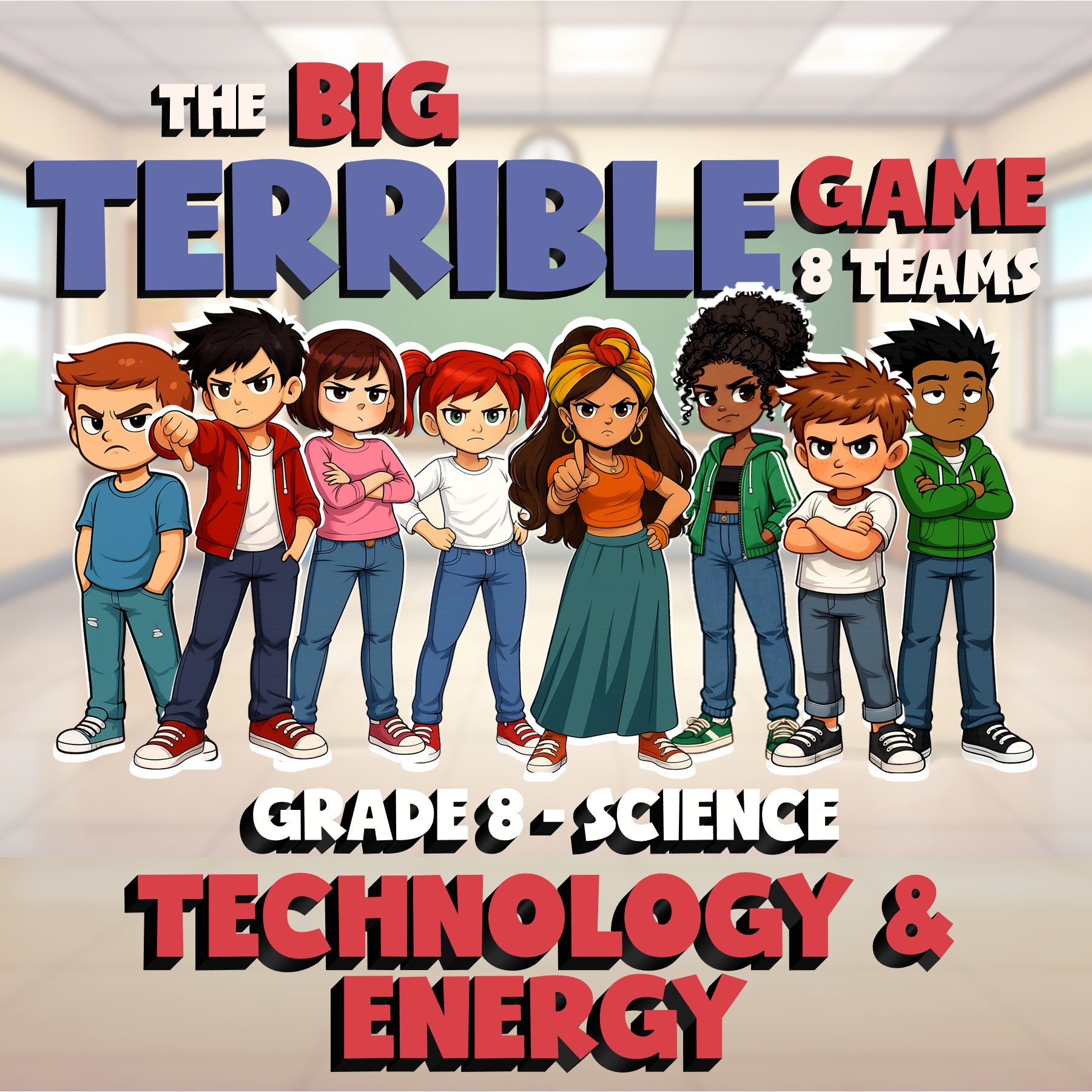 Technology & Energy BIG TERRIBLE GAME - No Prep Grade 8 Science Review Activity