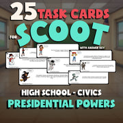 Presidential Powers SCOOT TASK CARDS Civics Game - No Prep Review Activity