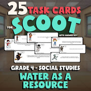 Water as a Resource SCOOT TASK CARDS Socials Game - No Prep Grade 4 Review