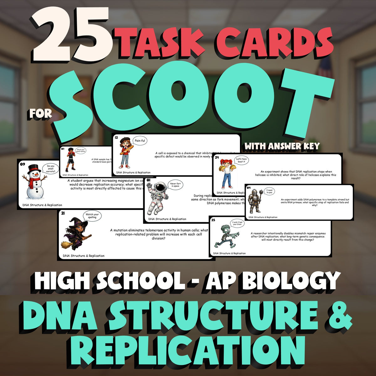 DNA Structure & Replication SCOOT TASK CARDS Science Game - No Prep AP Biology