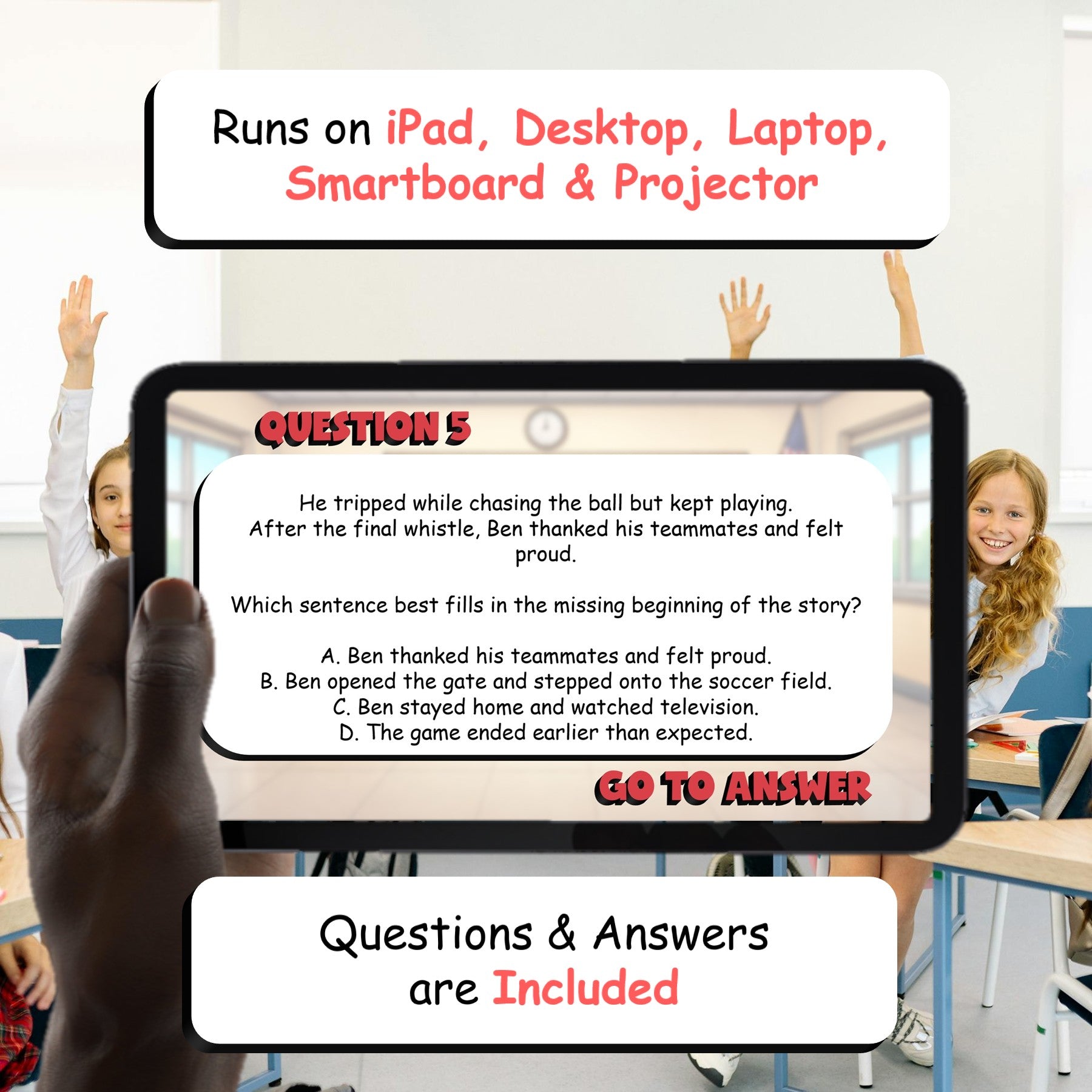 Identify Beginning Middle & End of a Story BIG TERRIBLE GAME - Grade 3 ELA