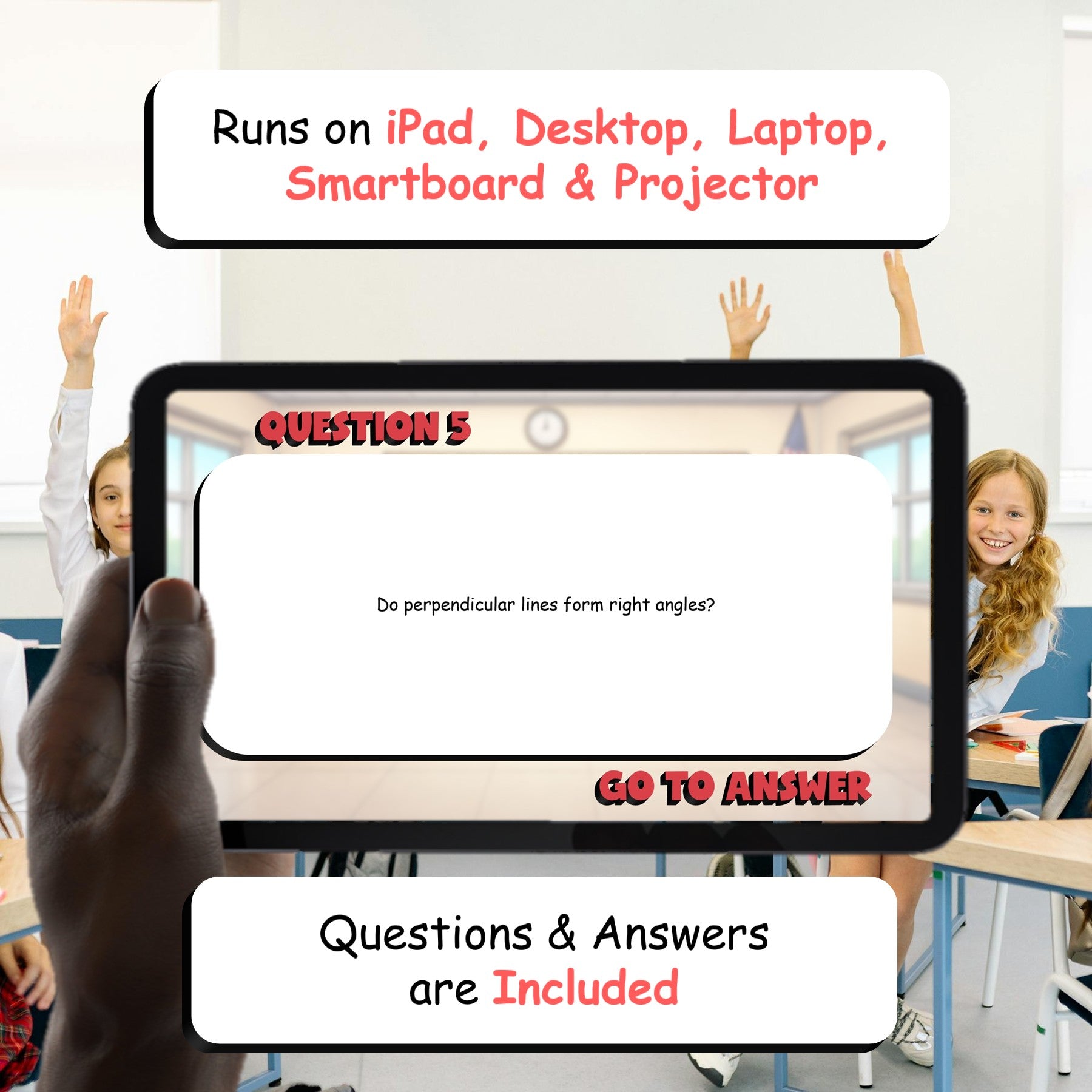 Identify Perpendicular Lines BIG TERRIBLE GAME - No Prep Grade 4 Math Review