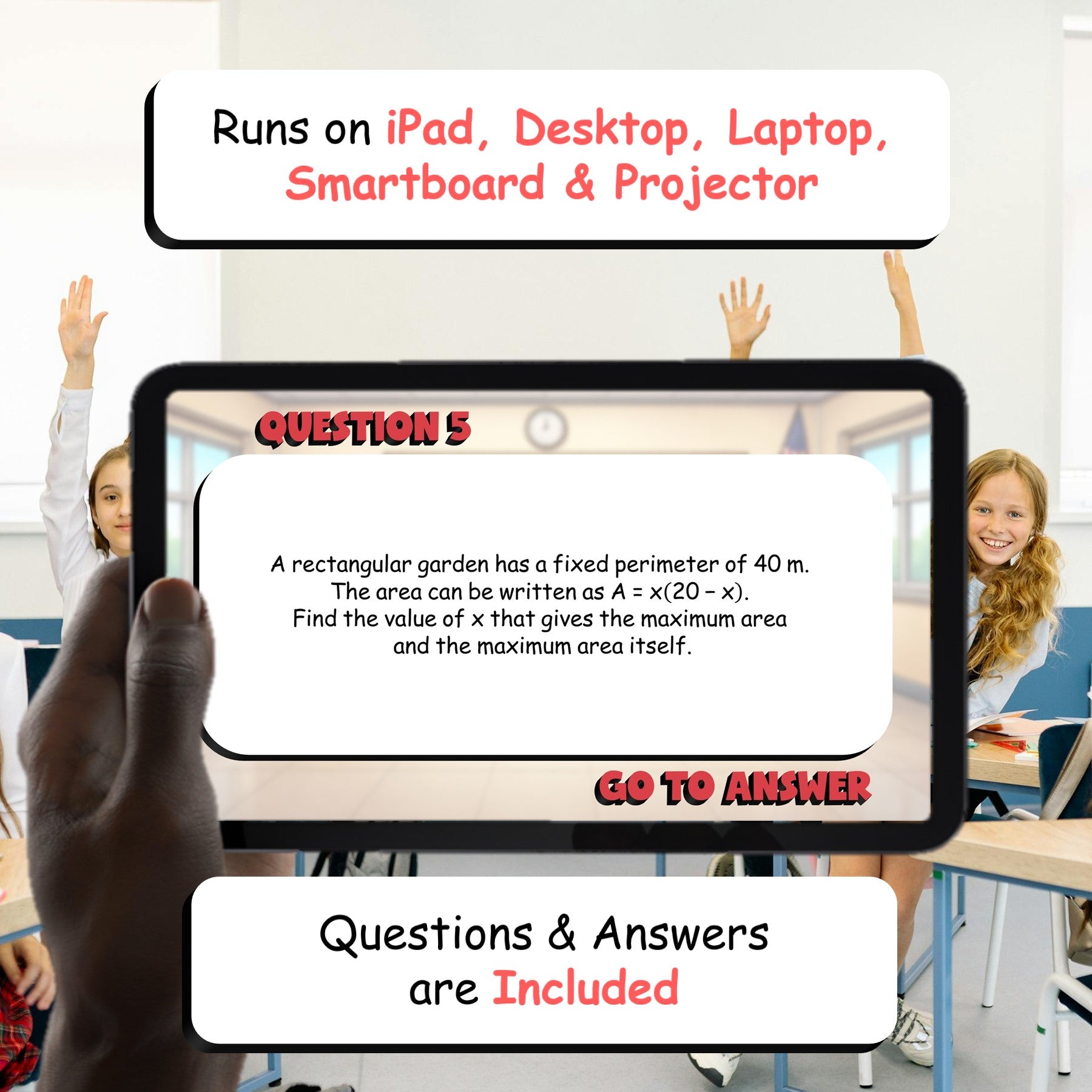 Quadratics & Optimization BIG TERRIBLE GAME - No Prep Algebra 2 Math Review