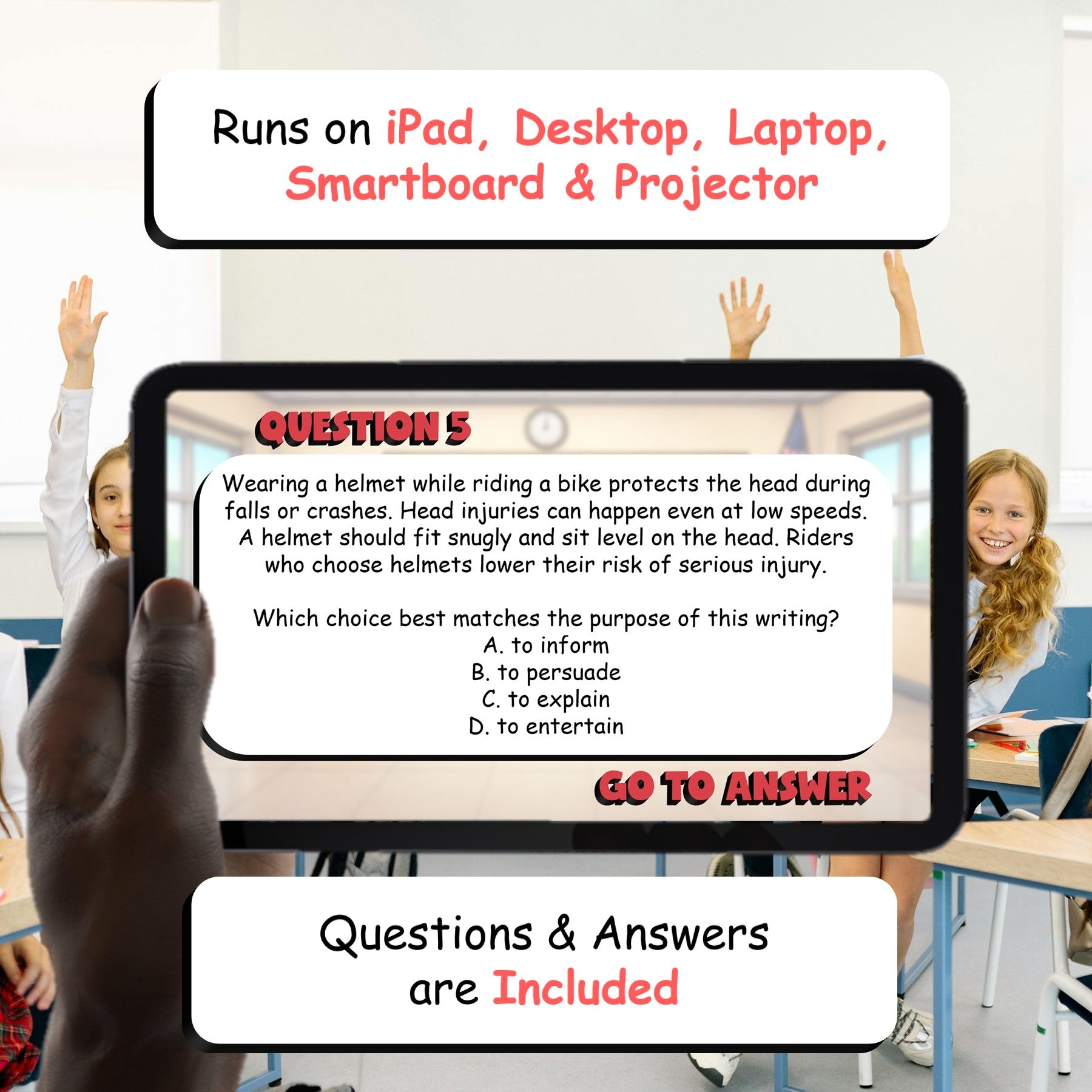 Identify the Author’s Purpose BIG TERRIBLE GAME - No Prep Grade 5 ELA Review
